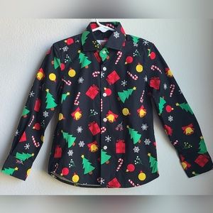 Opposuits- Boy's Christmas Tailored Fit LS Button Down Shirt, Sz 6 Years Old